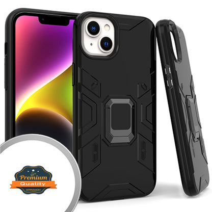 For Apple iPhone 14 Plus /Pro Max Hybrid Heavy Duty Armor Protective Bumper with 360° Degree Ring Holder Kickstand  Phone Case Cover
