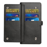 For T-Mobile Revvl 6 Pro 5G /Revvl 6 5G 9 ID Cash Card Slots Holder Carrying Pouch Folio Flip PU Leather Lanyard & Kickstand  Phone Case Cover