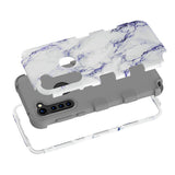 For Motorola Moto G Stylus (2020) Hybrid Three Layer Hard PC Shockproof Heavy Duty TPU Rubber Anti-Drop White Marbling /Gray Phone Case Cover