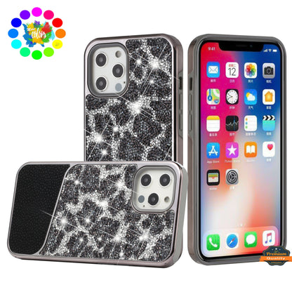For Apple iPhone 14 Pro (6.1") Bling Animal Design Glitter Hybrid Thick TPU Shiny Protective Rubber Frame  Phone Case Cover