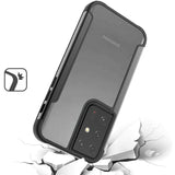 For Samsung Galaxy S22 Ultra Hybrid Aluminum Alloy Metal Clear Transparent Back PC TPU Bumper Frame Armor Shockproof Black Phone Case Cover