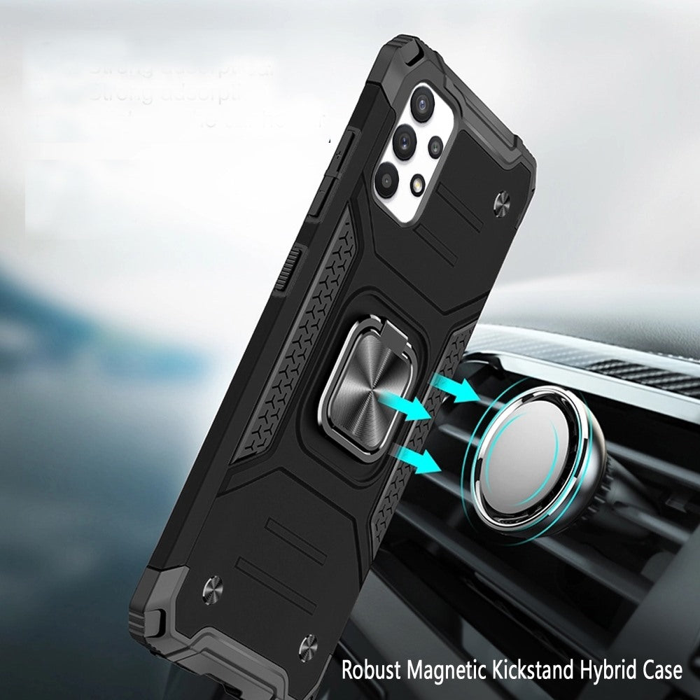 For Samsung Galaxy S20 Armor Hybrid with Ring Stand Holder Kickstand Shockproof Heavy-Duty Durable Rugged 2in1 Black Phone Case Cover
