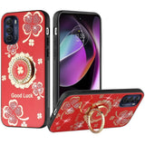 For Motorola Moto G 5G 2022 Diamond Bling Sparkly Glitter Ornaments Hybrid with Ring Kickstand Rugged Fashion  Phone Case Cover