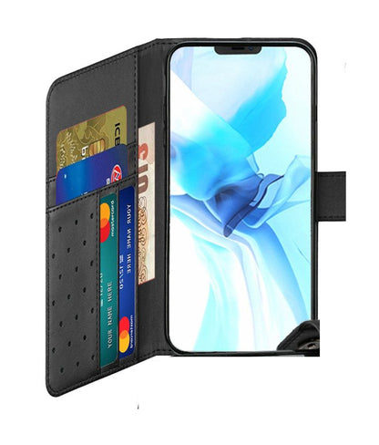 For iPhone 14 Pro (6.1") Wallet Case with Credit Card Holder, PU Leather Flip Pouch Kickstand & Strap Shockproof  Phone Case Cover