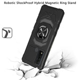 For TCL 20 XE Hybrid Dual Layer with Rotate Magnetic Ring Stand Holder Kickstand, Rugged Shockproof Anti-Scratch Protective  Phone Case Cover