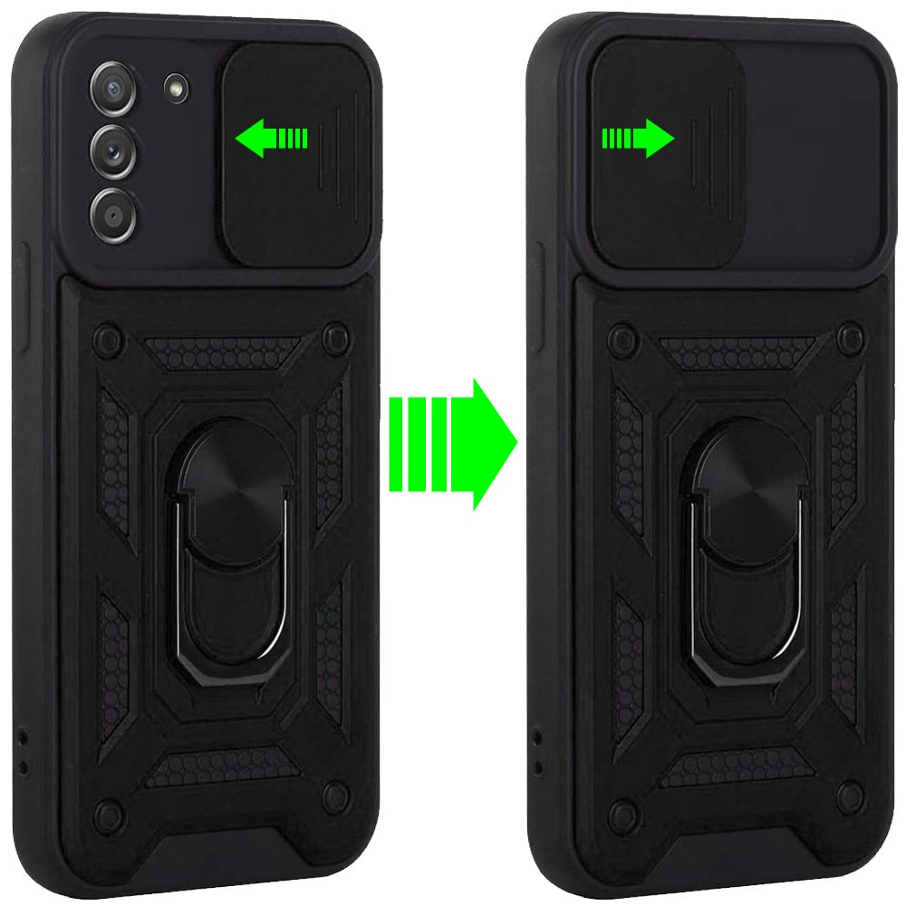 For OnePlus 10T 5G Hybrid Cases with Slide Camera Lens Cover and Ring Holder Kickstand Rugged Dual Layer Heavy Duty  Phone Case Cover