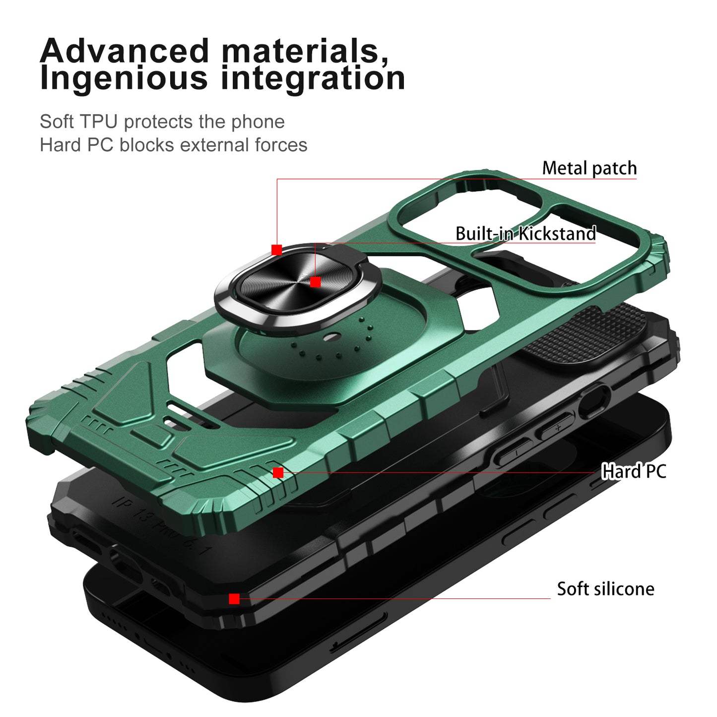 For Wiko Voix Hybrid Dual Layer with 360° Rotate Magnetic Ring Stand Holder Kickstand, 2in1 TPU Rugged PC Shockproof  Phone Case Cover