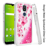 For Motorola Moto G Pure Floral Design Quicksand Water Flowing Liquid Floating Sparkle Glitter Bling Flower Fashion Hybrid Hard  Phone Case Cover