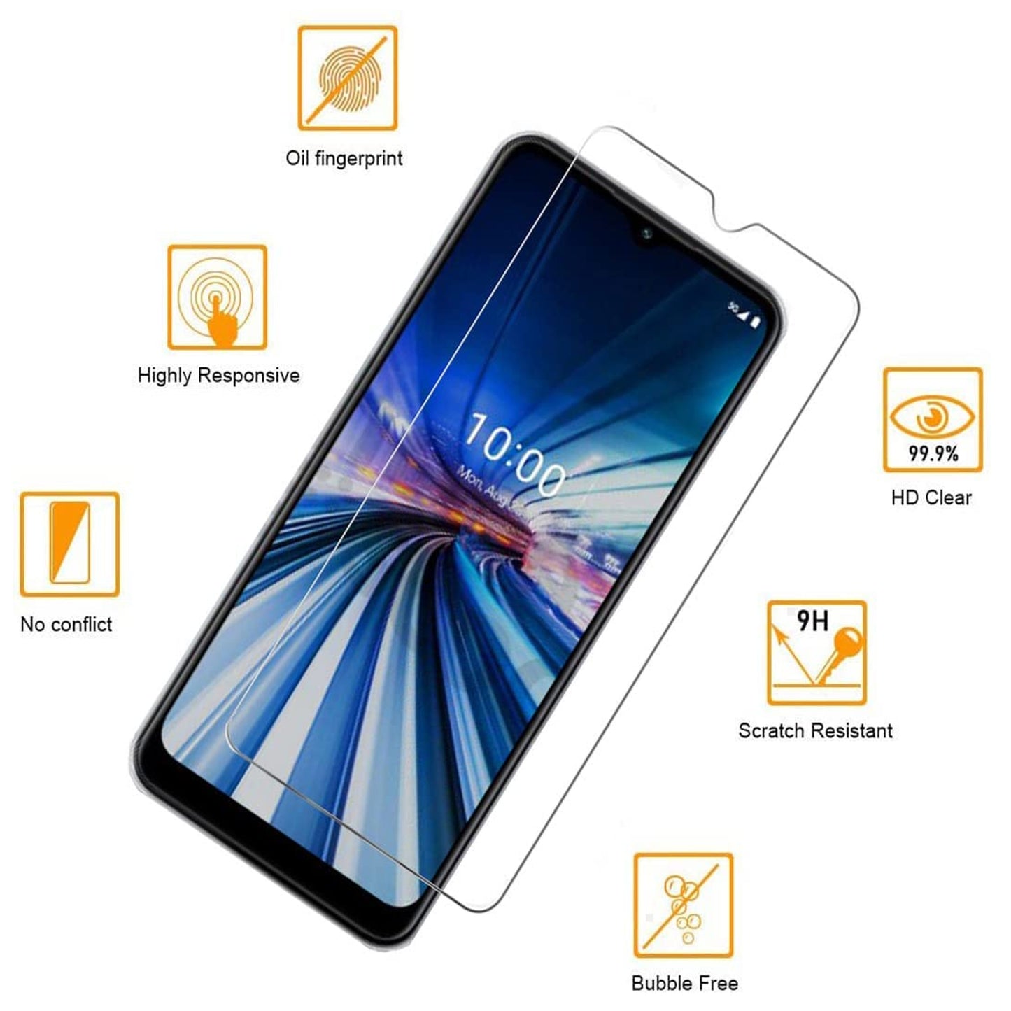 For Samsung Galaxy A03 Core Tempered Glass Screen Protector, Bubble Free, Anti-Fingerprints HD Clear, Case Friendly Tempered Glass Film Clear Screen Protector