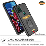 For TCL 20 XE Wallet Credit Card Slot Holder with Metal Ring Kickstand Heavy Duty Shockproof Hybrid Dual Layer Magnetic Stand  Phone Case Cover