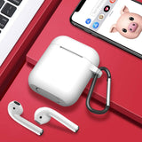 For Apple AirPods 2 & 1 Full Protective Silicone TPU Skin Accessories with Keychain [Front LED Visible] Hybrid Shockproof Clear