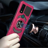 For AT&T Maestro 3 Hybrid Dual Layer with 360° Rotate Magnetic Ring Stand Holder Kickstand TPU Rugged PC Shockproof Hot Pink Phone Case Cover