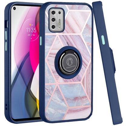 For Motorola Moto G Stylus 5G 2022 Marble Design with Magnetic Ring Kickstand Holder Hybrid TPU Hard PC Shockproof  Phone Case Cover