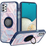 For Samsung Galaxy A53 5G Unique Marble Design with Magnetic Ring Kickstand Holder Hybrid TPU Hard PC Shockproof Armor  Phone Case Cover