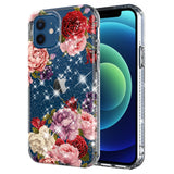 For Apple iPhone 8 Plus/7 Plus/6 Plus/6s Plus Slim Hybrid Shiny Glitter Clear Floral Pattern Bloom Flower Design Hard PC  Phone Case Cover