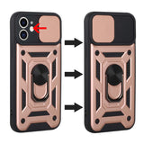 For Apple iPhone SE 2022 /SE 2020/8/7 Hybrid Cases with Camera Lens Cover, Ring Kickstand Rugged Dual Layer Heavy Duty Rose Gold Phone Case Cover
