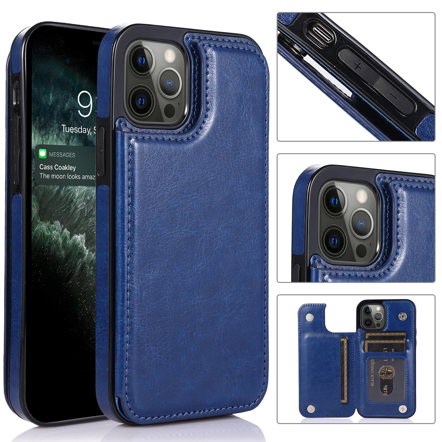 For Apple iPhone 14 (6.1") Luxury Side Wallet PU Leather [Two Magnetic Clasp] [Card Slots] Stand Back Storage Flip  Phone Case Cover