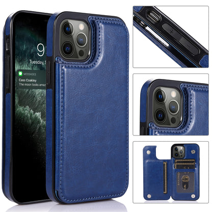 For Apple iPhone 14 (6.1") Luxury Side Wallet PU Leather [Two Magnetic Clasp] [Card Slots] Stand Back Storage Flip  Phone Case Cover