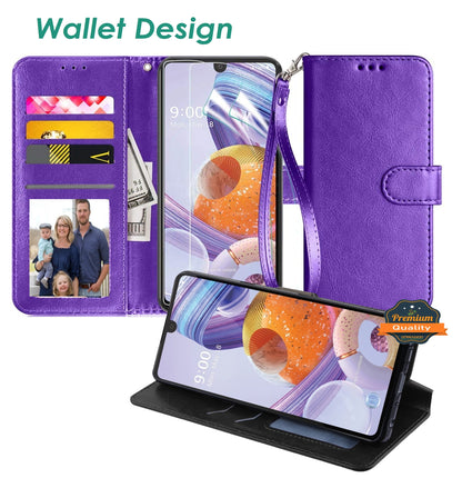 For TCL T-Mobile REVVL V Plus 5G Leather Wallet Case with Credit Card Holder Storage Lanyard Kickstand & Magnetic Flip  Phone Case Cover