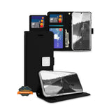 For Motorola Moto One 5G, Moto G 5G Plus Wallet Case PU Leather Credit Card ID Cash Holder Slot Dual Flip Pouch Stand & Strap Black Phone Case Cover
