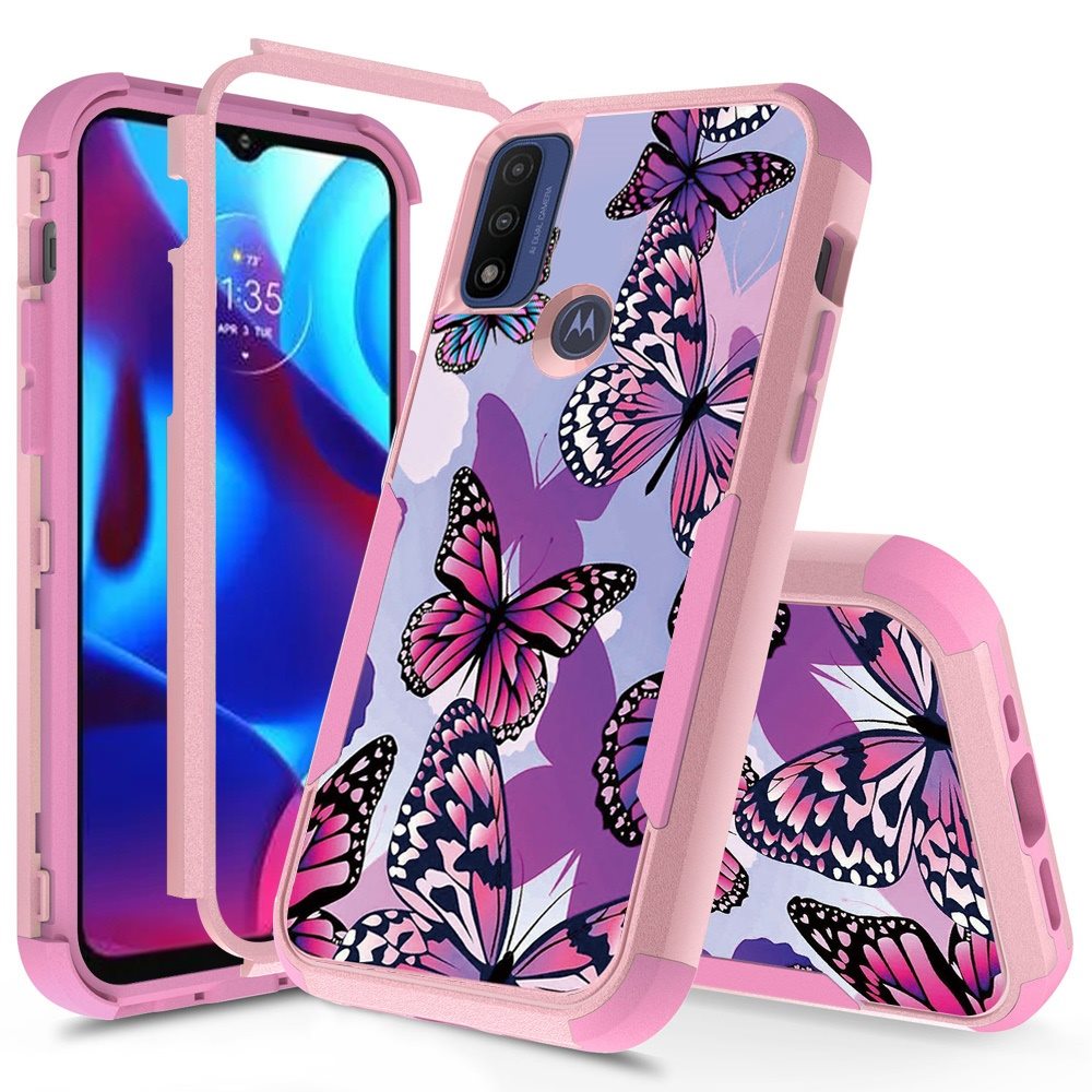 For Motorola Moto G Pure Fashion Design Three Layer Heavy Duty Hybrid Sturdy 3in1 Shockproof Hard PC Back Protective  Phone Case Cover