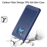 For Nokia XR20 Carbon Fiber Design Slim Fit Silicone Soft Skin Flexible Lightweight TPU Gel Rubber Absorbing Rugged Brushed Blue Phone Case Cover