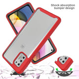 For Motorola Moto One 5G, Moto G 5G Plus, Moto One Lite Clear Dual Layer Tuff Rugged Bumper Frame Heavy Duty Hybrid Shockproof Rubber TPU Full Body Defender Red Phone Case Cover