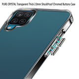 For Samsung Galaxy A12 5G Premium Hybrid HD Crystal Clear Hard PC Back Gummy TPU Frame Slim Thin Fit with Chromed Buttons Transparent Phone Case Cover