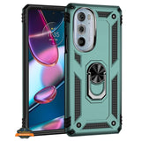 For Motorola Edge 2022 Shockproof Hybrid Dual Layer PC + TPU with Ring Stand Metal Kickstand Heavy Duty Armor Shell  Phone Case Cover
