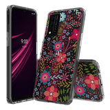 For TCL REVVL V Plus 5G Floral Patterns Design Transparent TPU Silicone Shock Absorption Bumper Hard PC Back  Phone Case Cover
