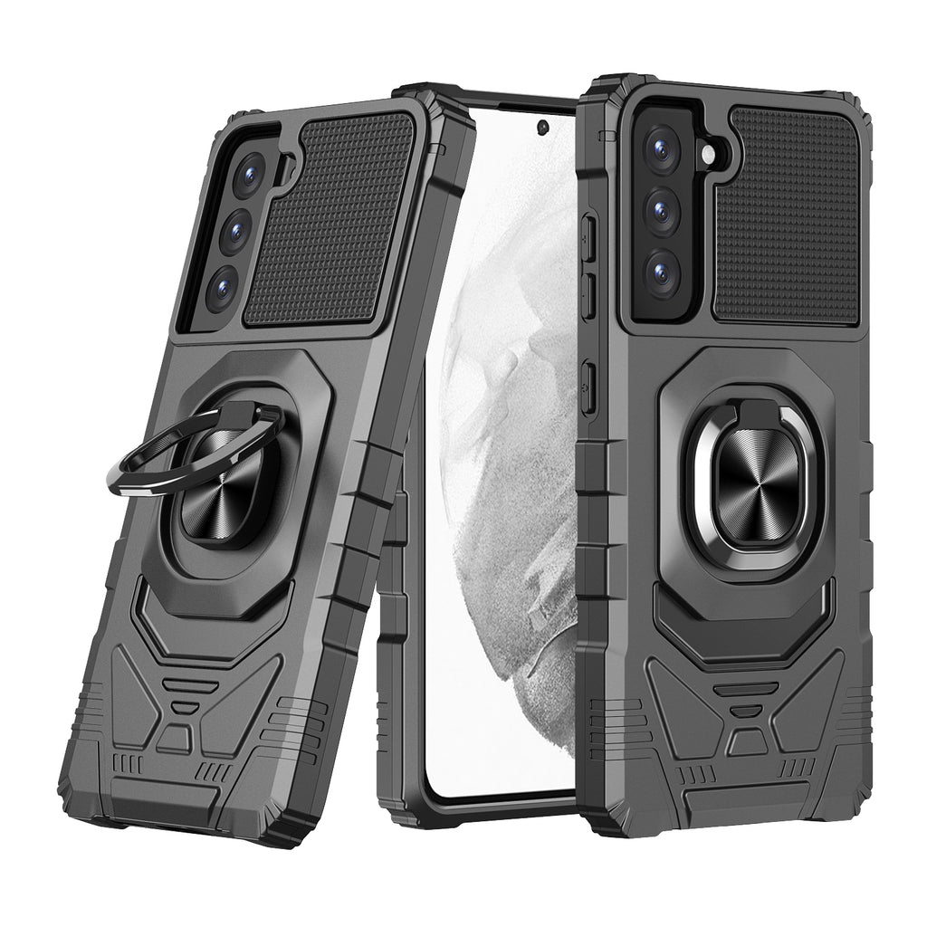 For Samsung Galaxy S21 FE /Fan Edition Hybrid Dual Layer with Rotate Magnetic Ring Stand Holder Kickstand, Rugged Shockproof Anti-Scratch Protective  Phone Case Cover