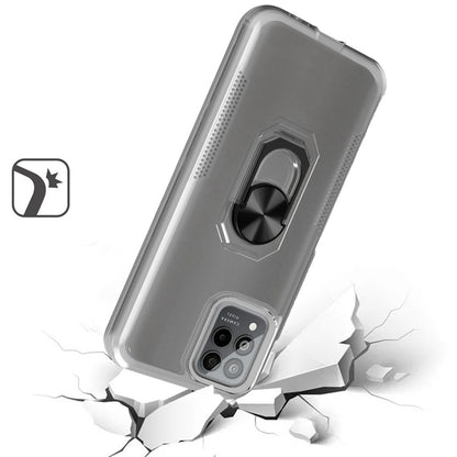 For Nokia C200 Clear Transparent Armor Rugged Defender Shockproof Hybrid with Ring Holder Kickstand  Phone Case Cover