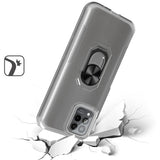 For T-Mobile Revvl 6 Pro 5G /Revvl 6 5G Clear Transparent Armor Defender Shockproof Hybrid with Ring Holder Kickstand  Phone Case Cover