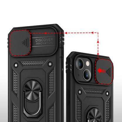 For Apple iPhone 14 Plus (6.7") Hybrid Built-in 360° Rotate Magnetic Ring Stand Camera Protection Heavy Duty Shockproof  Phone Case Cover