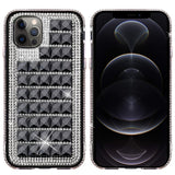 For Samsung Galaxy A22 5G Fashion Luxury 3D Bling Diamonds Rhinestone Jeweled Shiny Crystal Hybrid TPU + PC Bumper Hard Black Phone Case Cover