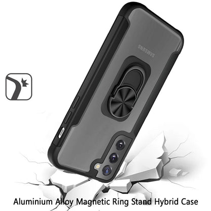 For Samsung Galaxy S22 Ultra Clear Stand Military Grade Design Hybrid Ring Holder Kickstand [Magnetic Car Mount Feature]  Phone Case Cover