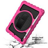 Case for Apple iPad Air 4 / iPad Air 5 / iPad Pro (11 inch) Hybrid 3in1 Armor Rugged with Built-in Kickstand 360° Rotatable Stand & Shoulder Hand Strap Corner Shockproof Hot Pink Tablet Cover