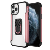 For Apple iPhone 13 Pro (6.1") Clear Military Grade Design Hybrid Protective with Ring Holder Kickstand [Magnetic Car Mount Feature]  Phone Case Cover