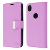 For Motorola Moto E6 PU Leather Wallet with Credit Card Holder Storage Folio Flip Pouch Stand Purple Phone Case Cover