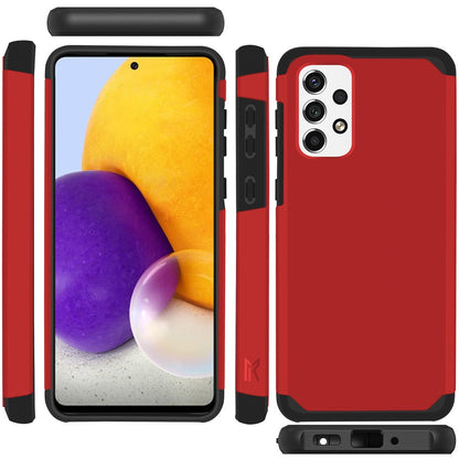 For Samsung Galaxy A73 5G Slim Corner Protection Shock Absorption Hybrid Dual Layer Hard TPU Rubber Armor Defender Red Phone Case Cover