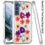 For Samsung Galaxy S22 Ultra Sparkle Glitter Floral Epoxy Design Shockproof Hybrid Fashion Bling Rubber TPU  Phone Case Cover