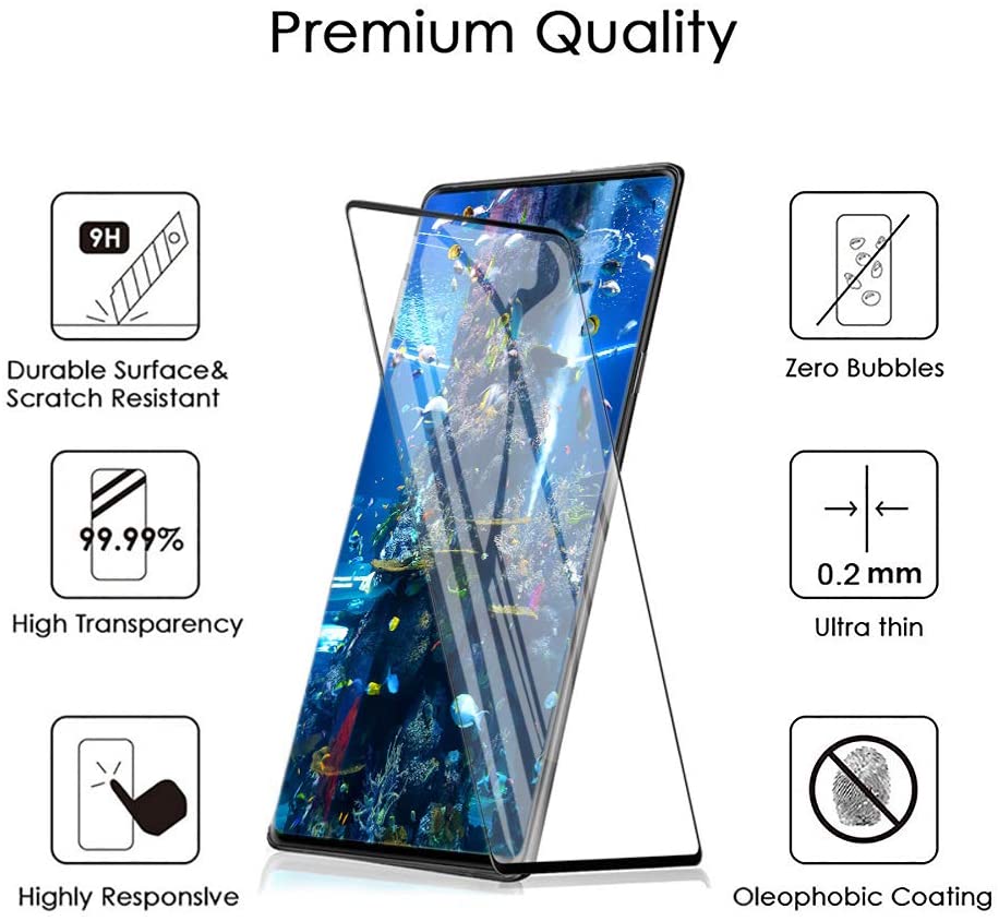 Samsung Galaxy Note 20 / Note 20 Ultra Tempered Glass Screen Protector [3D Full Coverage] [Compatible Fingerprint Unlock] [Anti-Scratch] HD Protective Screen Protector