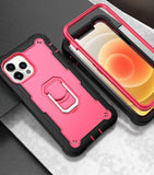 For Apple iPhone 12 Pro Max (6.7") Hybrid 3 Layers with 360° Rotatable Ring Kickstand Holder Heavy Duty Hard PC Soft Silicone Shockproof  Phone Case Cover