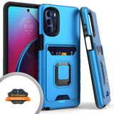 For Motorola Moto G Stylus 2022 4G Wallet Credit Card Slot Holder with Ring Kickstand Back Heavy Duty Shockproof Hybrid  Phone Case Cover