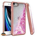 For Apple iPhone SE 3 (2022) SE/8/7 Quicksand Liquid Glitter Bling Flowing Sparkle Fashion Hybrid Chrome Plating Hard PC  Phone Case Cover
