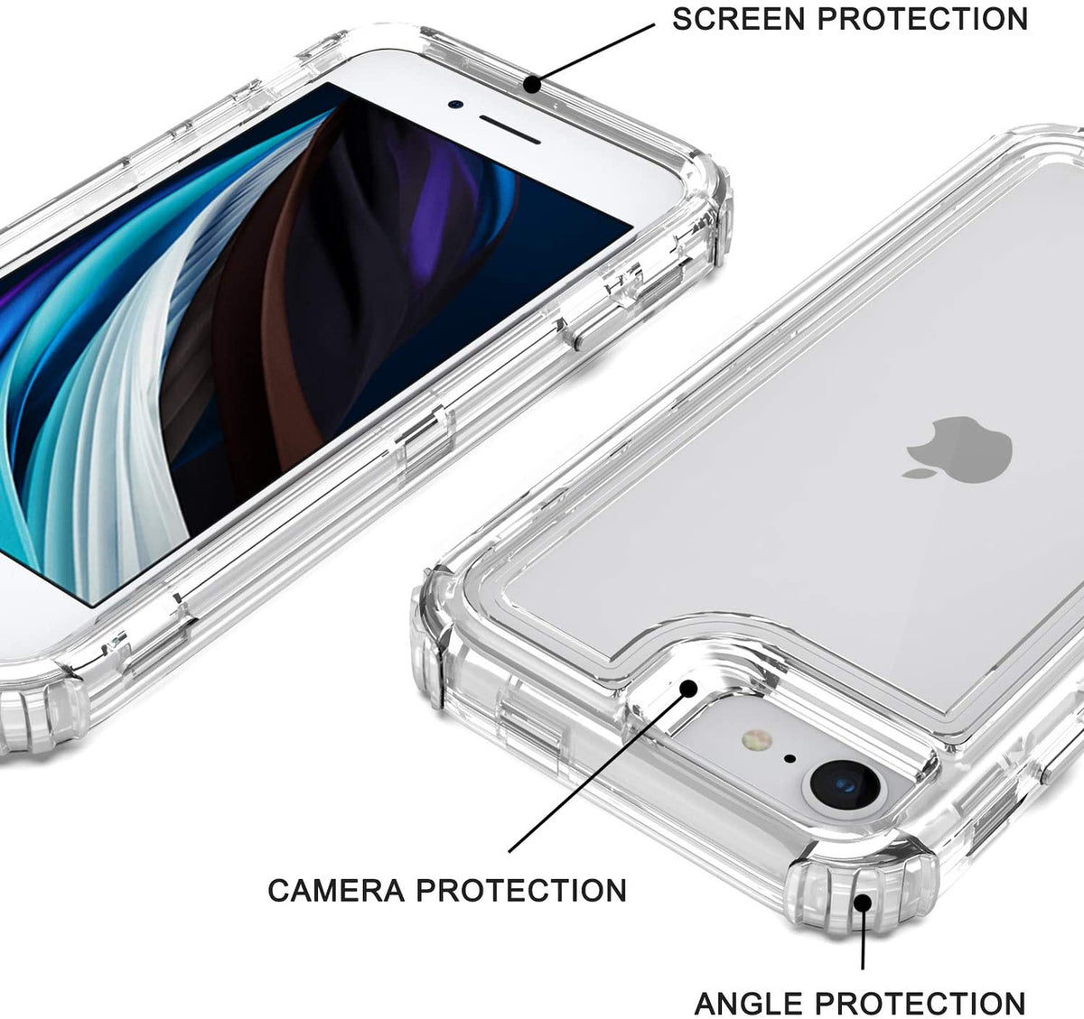 For Apple iPhone 14 Pro (6.1") Heavy Duty Transparent Clear 3 in 1 Hybrid Shockproof Full Edge Hard PC Front Frame Bumper Clear Phone Case Cover