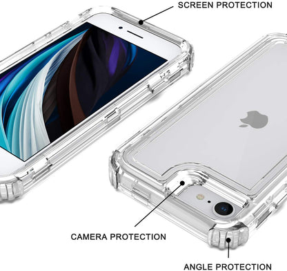 For Apple iPhone 14 Pro (6.1") Heavy Duty Transparent Clear 3 in 1 Hybrid Shockproof Full Edge Hard PC Front Frame Bumper Clear Phone Case Cover