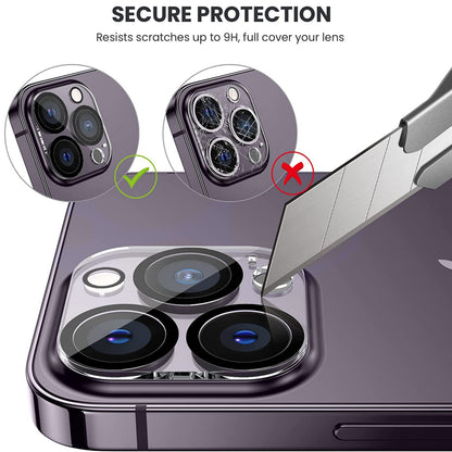 For Apple iPhone 13 Pro (6.1") Tempered Glass Camera Lens Protector Ultra HD, 9H Hardness, Scratch Resistant Back Camera Protection Clear Screen Protector
