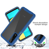 For Motorola Moto One 5G, Moto G 5G Plus, Moto One Lite Clear Dual Layer Rugged Bumper Frame Heavy Duty Hybrid Shockproof Rubber Blue Phone Case Cover