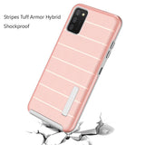 For Samsung Galaxy A02s Hybrid Tuff Armor Stripes Rugged Texture Rubber Dual Layers TPU+PC Scratch-Resistant Drop Protection  Phone Case Cover